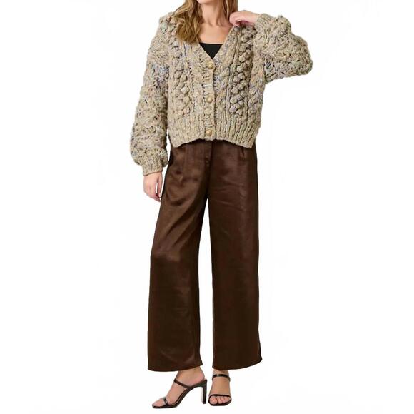 MYSTREE Sweaters - NEW MYSTREE cora flecked chunky sweater cardigan in almond mix